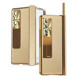 For Samsung Galaxy Z Fold4 5G Shockproof Magnetic Litchi Pattern Phone Case - Champagne Gold