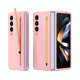 For Samsung Galaxy Z Fold4 5G Enhanced Shockproof Phone Case - Pen Design - Pink