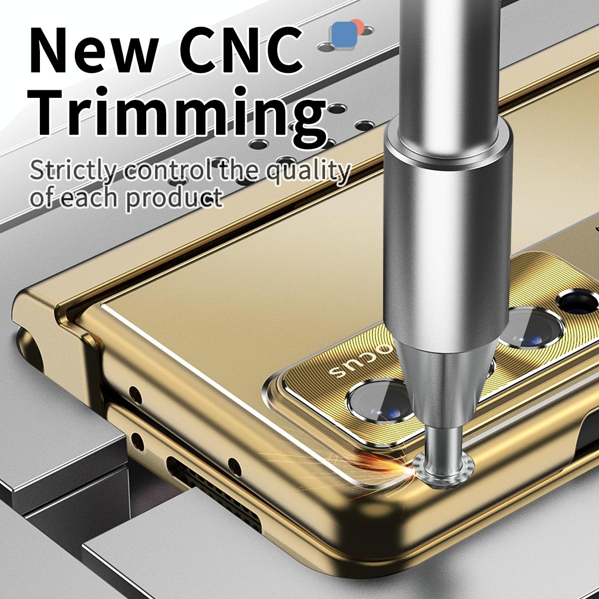 For Samsung Galaxy Z Fold4 5G Shockproof Aluminum Double Hinge Case - Champagne Gold