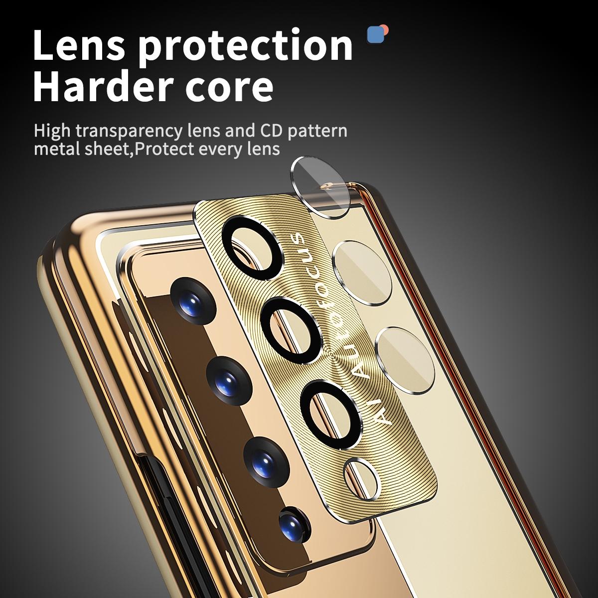 For Samsung Galaxy Z Fold4 5G Shockproof Aluminum Double Hinge Case - Champagne Gold