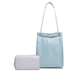 Medium Apple Macbook Shoulder / Messenger Bag - Handheld - Lake Blue+Gray Pu Power Bag - Front View