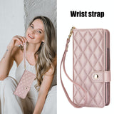 For Samsung Galaxy z Fold4 5G Multifunctional Rhombic Leather Crossbody Phone Case - Brown - Side View
