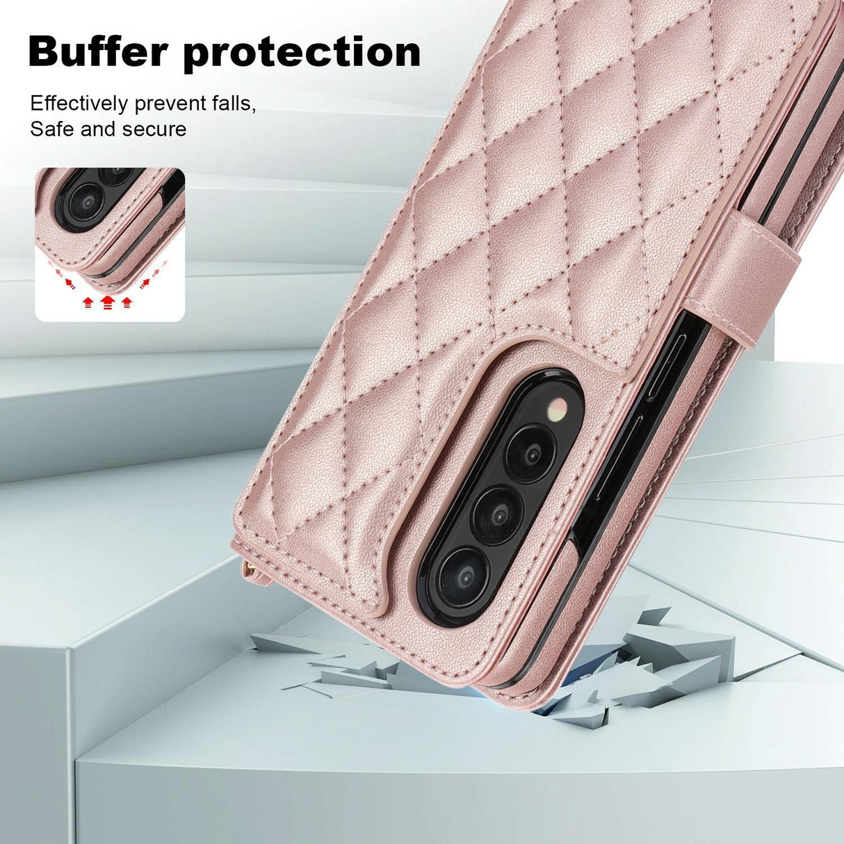 For Samsung Galaxy z Fold4 5G Multifunctional Rhombic Leather Crossbody Phone Case - Brown