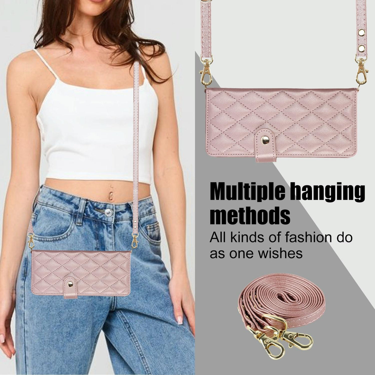 For Samsung Galaxy z Fold4 5G Multifunctional Rhombic Leather Crossbody Phone Case - Brown