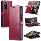 For Samsung Galaxy Z Fold4 5G Premium Crazy Horse Leather Phone Case - Red