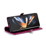 For Samsung Galaxy Z Fold4 5G Premium Crazy Horse Leather Phone Case - Red - 45-Degree Angle