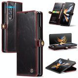 For Samsung Galaxy Z Fold4 5G Premium Crazy Horse Leather Phone Case - Red - Low Angle