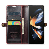 For Samsung Galaxy Z Fold4 5G Premium Crazy Horse Leather Phone Case - Red - Extra Image
