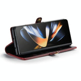 For Samsung Galaxy Z Fold4 5G Premium Crazy Horse Leather Phone Case - Red - Extra Image