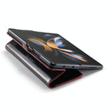 For Samsung Galaxy Z Fold4 5G Premium Crazy Horse Leather Phone Case - Red - Extra Image