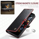 For Samsung Galaxy Z Fold4 5G Premium Crazy Horse Leather Phone Case - Red - Extra Image