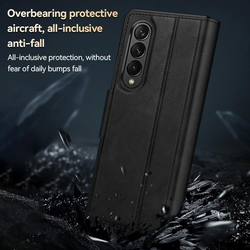 For Samsung Galaxy z Fold4 5G Magnetic Snap Leather Flip Case - All-inclusive - Orange