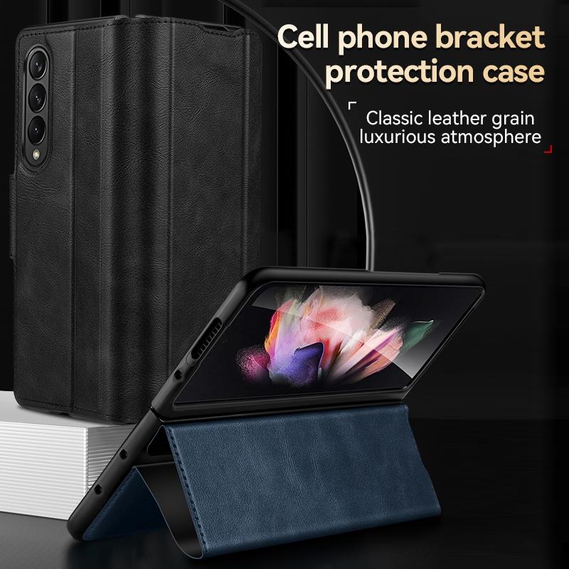 For Samsung Galaxy z Fold4 5G Magnetic Snap Leather Flip Case - All-inclusive - Orange