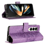 For Samsung Galaxy z Fold4 5G Butterfly Embossed Leather Phone Case - Green