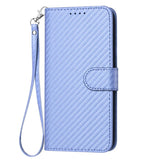 For Samsung Galaxy Z Fold4 5G Carbon Fiber Leather Phone Case With Lanyard - Black