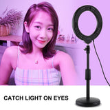 10 Mode Usb Led Ring Light with Tripod and Ball Head - 6.2 Inch Diameter - Pink - Extra Image