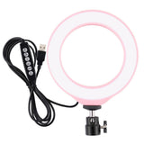 10 Mode Usb Led Ring Light with Tripod and Ball Head - 6.2 Inch Diameter - Pink - Extra Image
