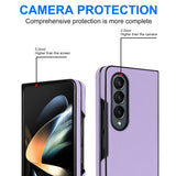 For Samsung Galaxy Z Fold4 5G Foldable Cross Pattern Phone Case - Compact Design - Brown - Rear View