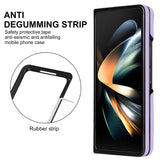 For Samsung Galaxy Z Fold4 5G Foldable Cross Pattern Phone Case - Compact Design - Brown - 45-Degree Angle