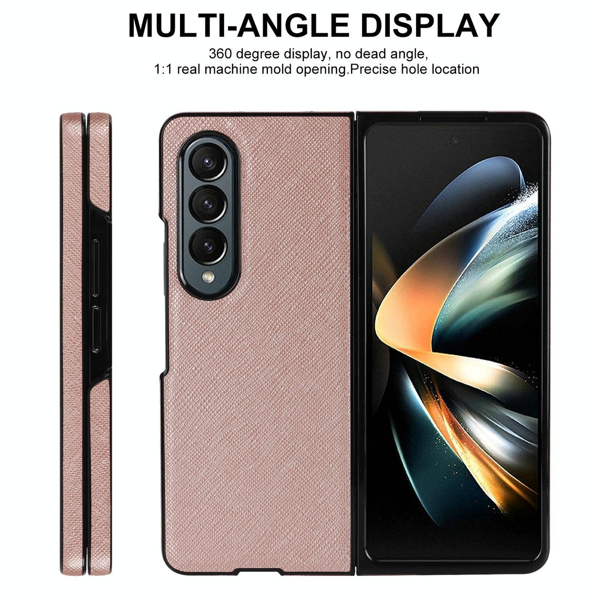 For Samsung Galaxy Z Fold4 5G Foldable Cross Pattern Phone Case - Compact Design - Brown