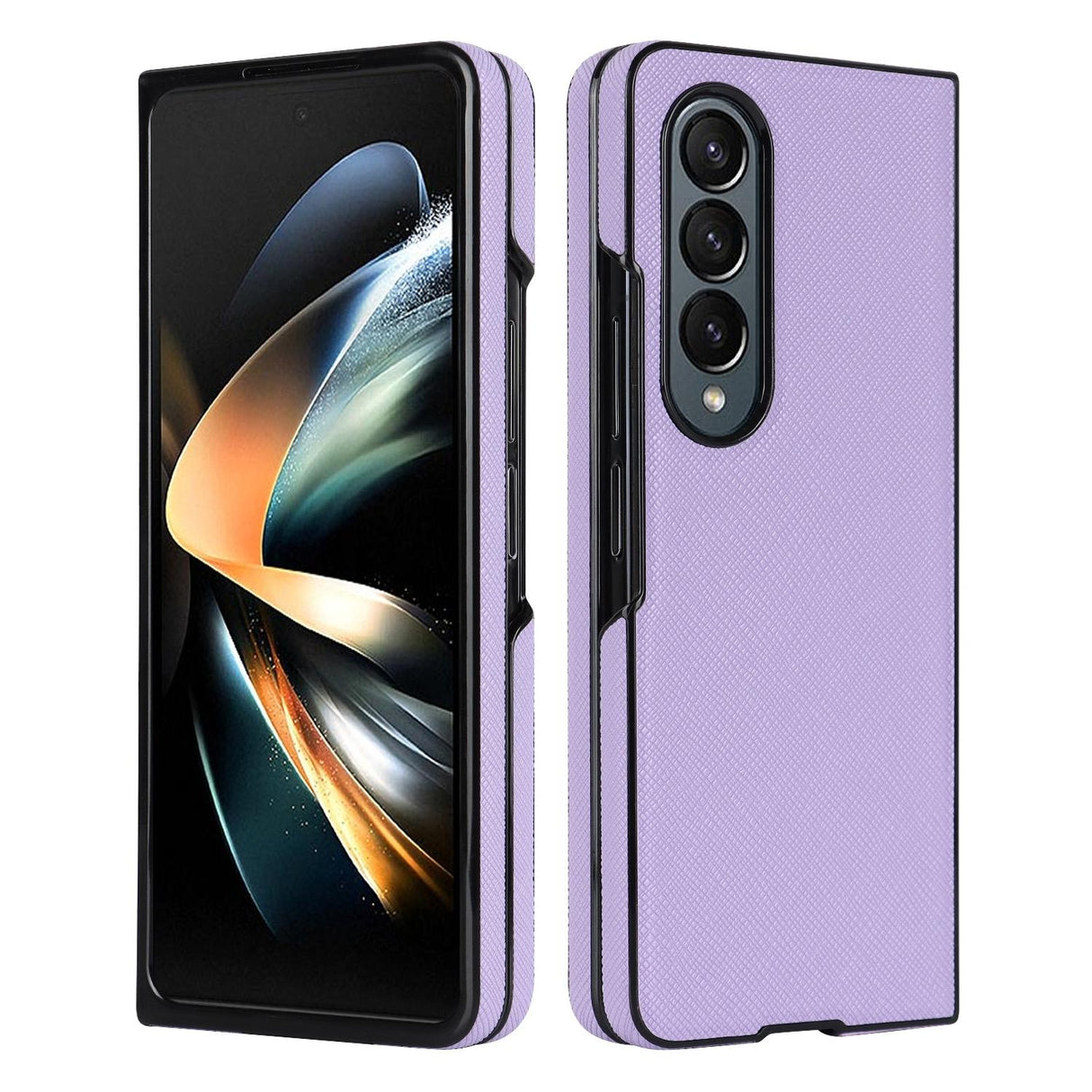 For Samsung Galaxy Z Fold4 5G Foldable Cross Pattern Phone Case - Compact Design - Brown