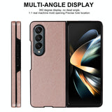 For Samsung Galaxy Z Fold4 5G Foldable Cross Pattern Phone Case - Compact Design - Brown - Extra Image