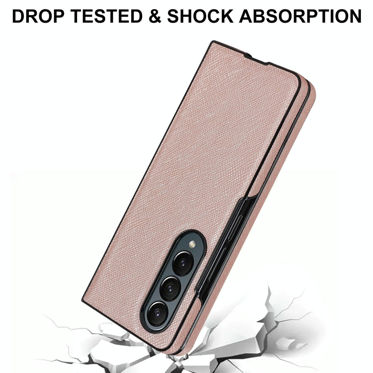 For Samsung Galaxy Z Fold4 5G Foldable Cross Pattern Phone Case - Compact Design - Brown