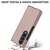 For Samsung Galaxy Z Fold4 5G Foldable Cross Pattern Phone Case - Compact Design - Brown