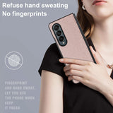 For Samsung Galaxy Z Fold4 5G Foldable Cross Pattern Phone Case - Compact Design - Brown - Extra Image