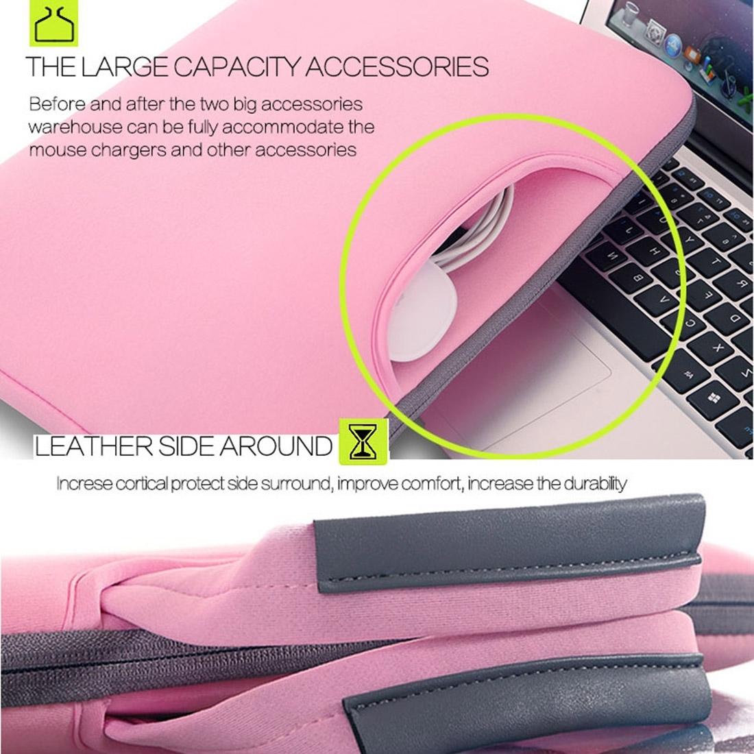 Portable Air Permeable Handheld Sleeve for Macbook Air / Pro and Laptops - 38x27.5x3.5cm 15.4 Inch - Pink