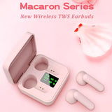 Digital Display Sports Bluetooth Earphones - Semi-in-ear - Ete-16 Tws - Pink - Side View