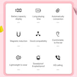 Digital Display Sports Bluetooth Earphones - Semi-in-ear - Ete-16 Tws - Pink - Top-Down View