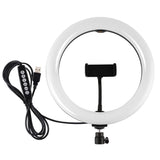 10.2 Usb Led Ring Light with 10 Modes Cold Shoe Tripod & Phone Clamp - Pink - Side View