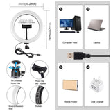 10.2 Usb Led Ring Light with 10 Modes Cold Shoe Tripod & Phone Clamp - Pink - 45-Degree Angle