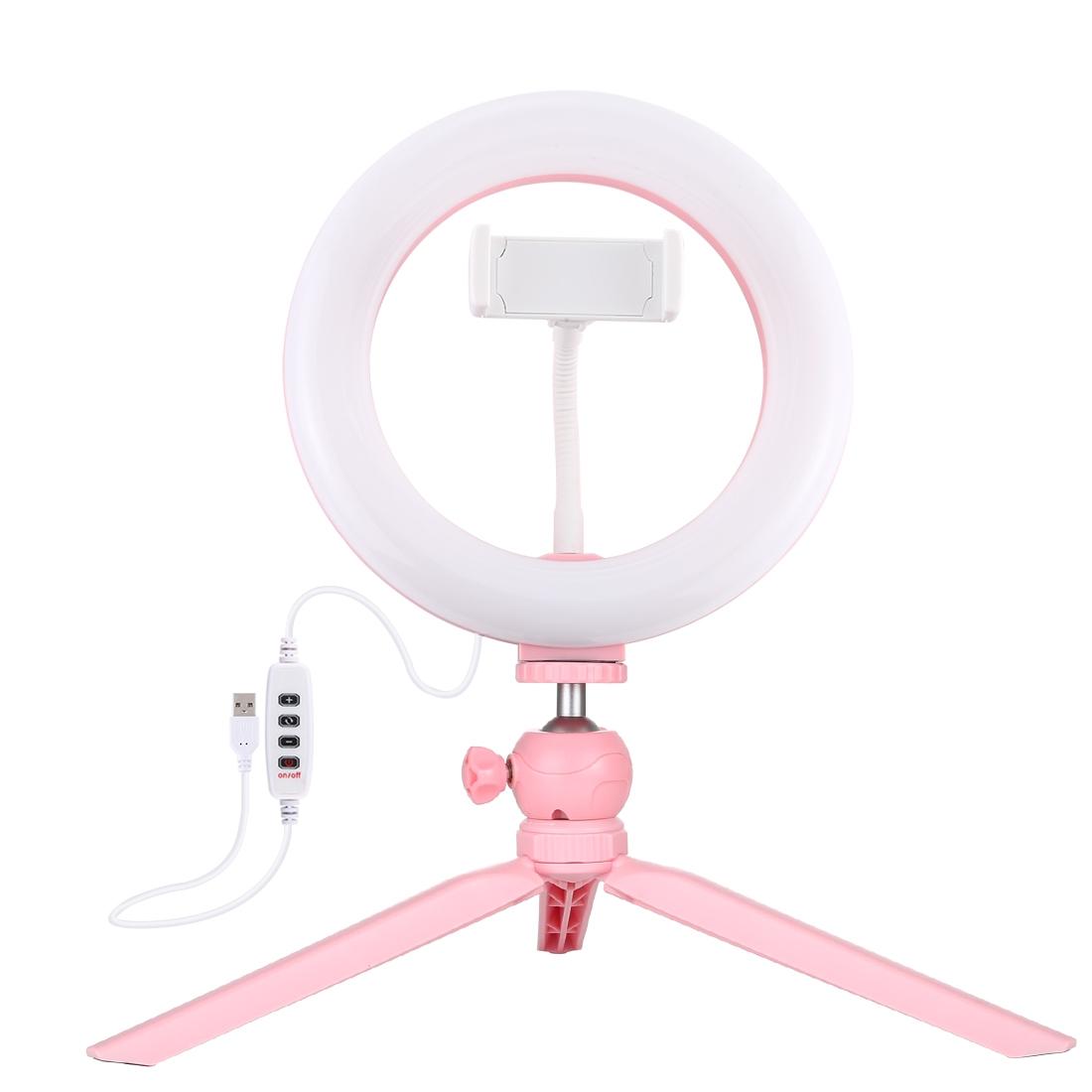 7.9 Led Ring Light with Tripod and Phone Clamp - 3 Modes Dimmable Dual Colour Temperature - Pink