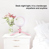 7.9 Led Ring Light with Tripod and Phone Clamp - 3 Modes Dimmable Dual Colour Temperature - Pink - Top-Down View