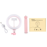 7.9 Led Ring Light with Tripod and Phone Clamp - 3 Modes Dimmable Dual Colour Temperature - Pink - Rear View