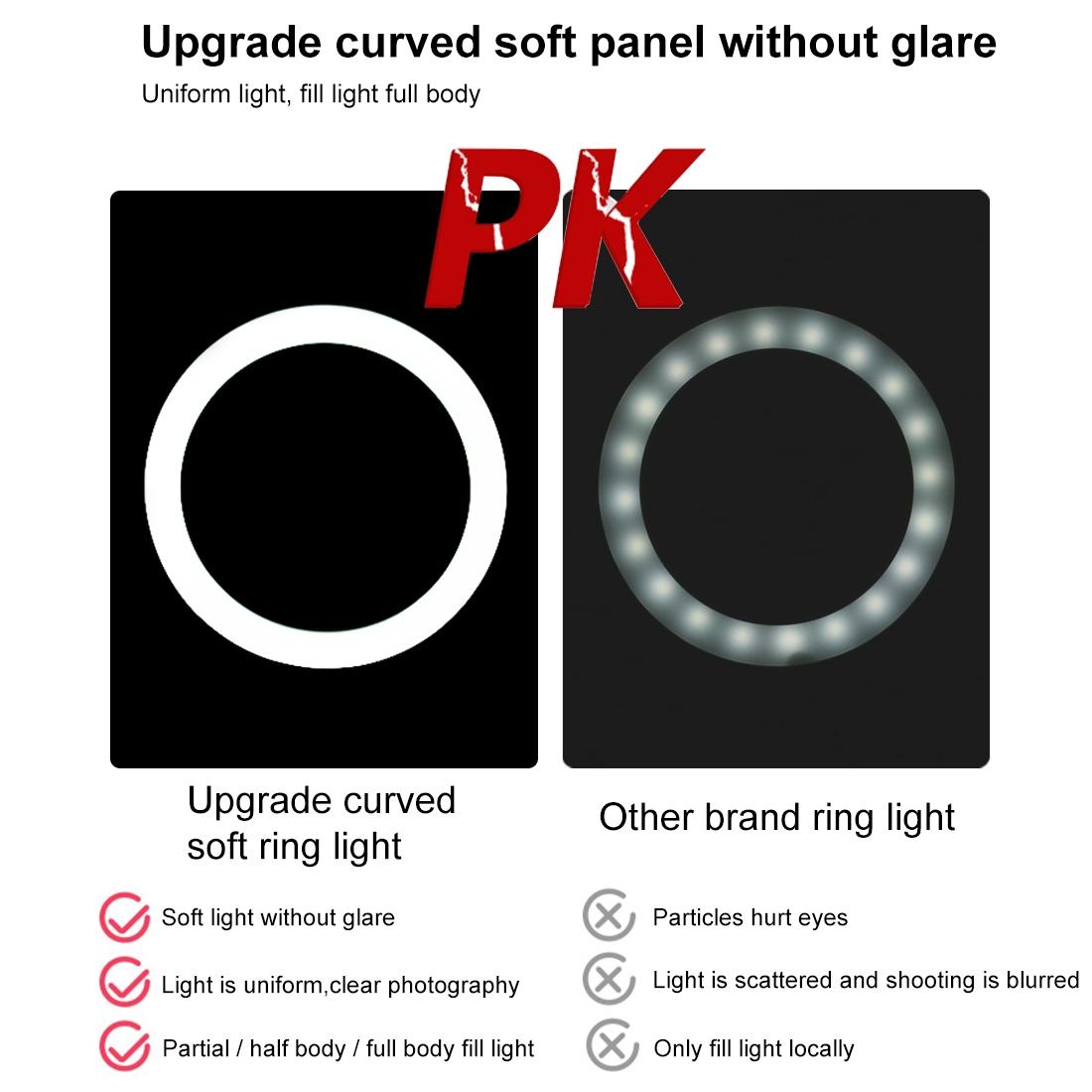 7.9 Led Ring Light with Tripod and Phone Clamp - 3 Modes Dimmable Dual Colour Temperature - Pink