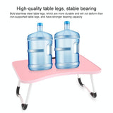 Adjustable Folding Laptop Desk with Non-slip Legs and Card Slot - Pink