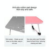 Adjustable Folding Laptop Desk with Non-slip Legs and Card Slot - Pink