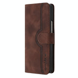 For Samsung Galaxy Z Fold4 5G Leather Phone Case With Heart Pattern - Brown - Front View