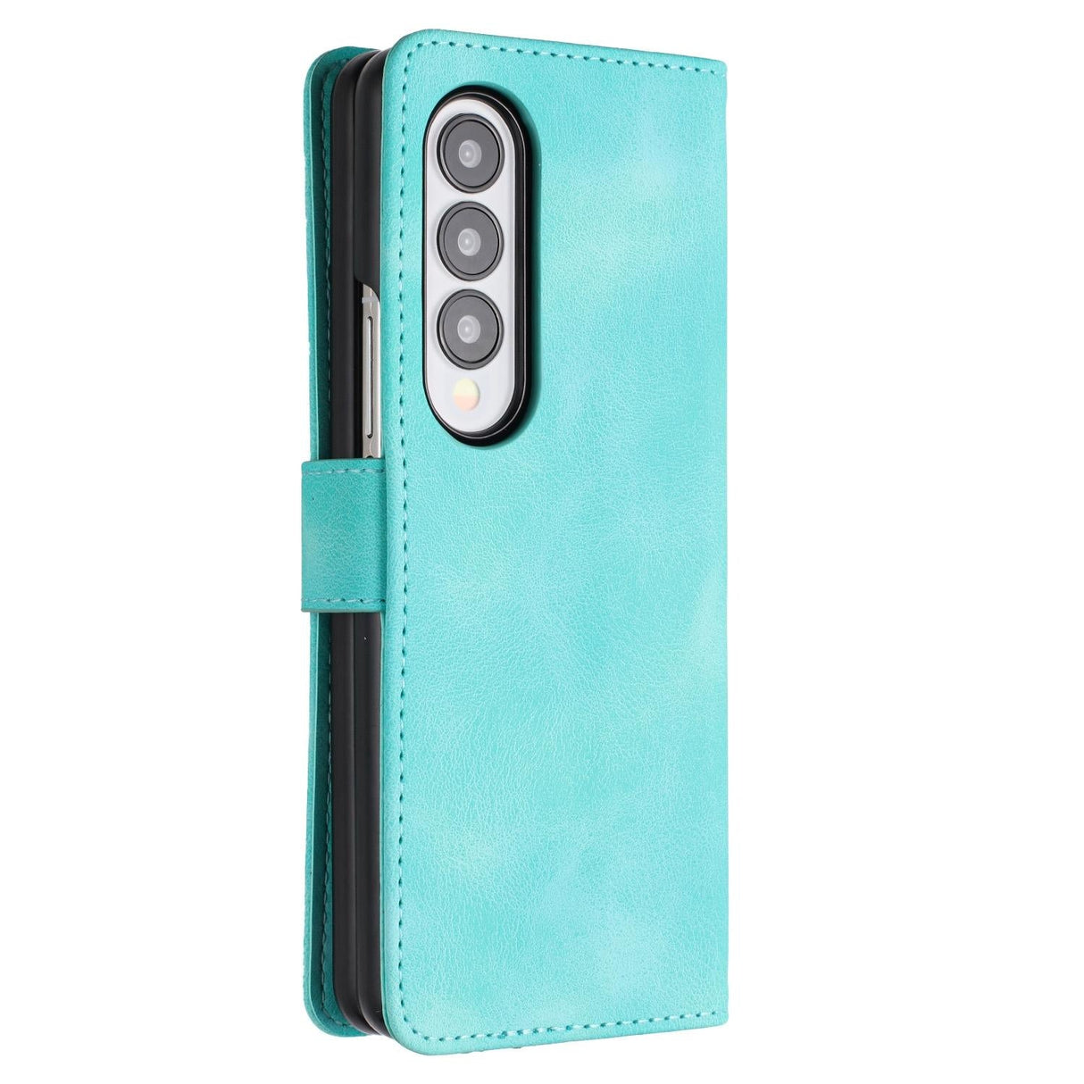 For Samsung Galaxy Z Fold4 5G Leather Phone Case With Heart Pattern - Brown