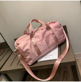 Yoga and Sports Gym Bag - Lightweight Nylon - Pink - Close-Up Angle