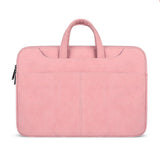 Waterproof Portable One-shoulder Handbag for 14.1 Laptops with Magic Stick & Suitcase Belt - Pu Leather Zipper Hidden Strap - Pink