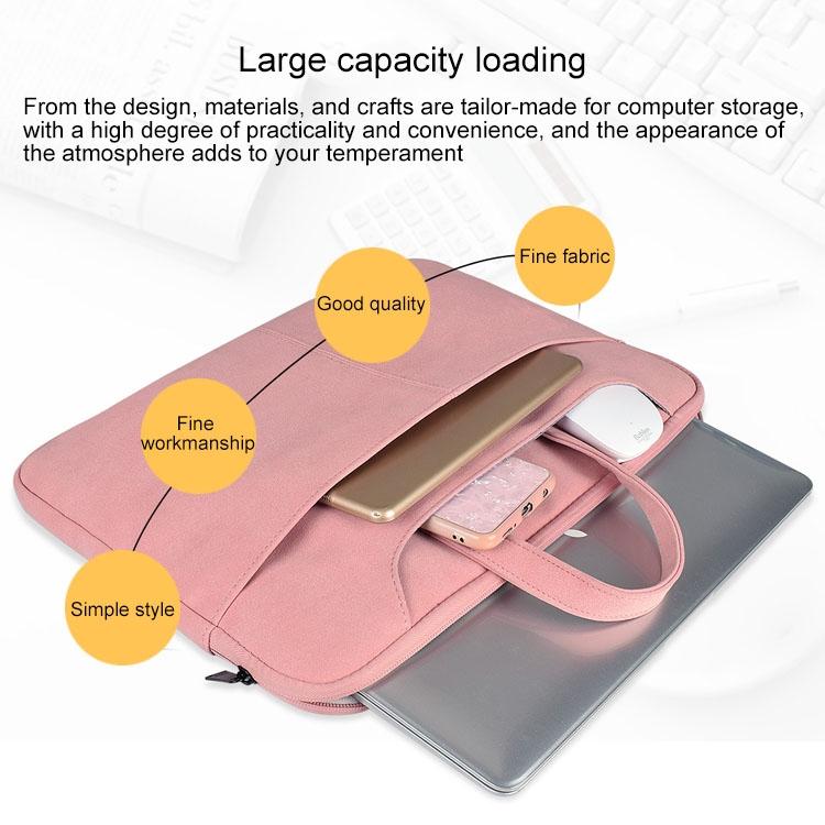 Waterproof Portable One-shoulder Handbag for 14.1 Laptops with Magic Stick & Suitcase Belt - Pu Leather Zipper Hidden Strap - Pink