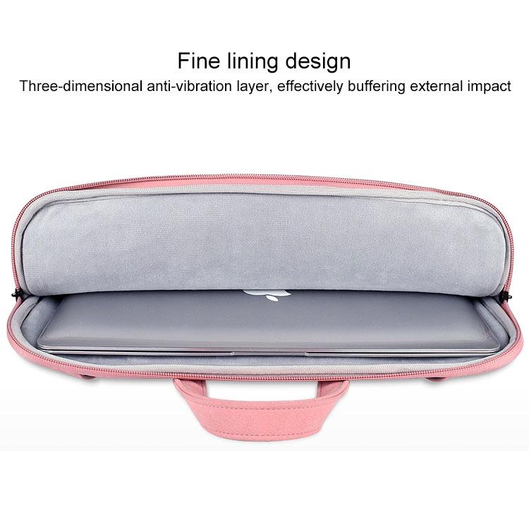 Waterproof Portable One-shoulder Handbag for 14.1 Laptops with Magic Stick & Suitcase Belt - Pu Leather Zipper Hidden Strap - Pink