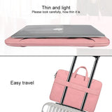 Waterproof Portable One-shoulder Handbag for 14.1 Laptops with Magic Stick & Suitcase Belt - Pu Leather Zipper Hidden Strap - Pink