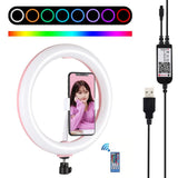 10.2 Curved Led Ring Light with Tripod & Remote for Vlogging & Photography - Pink - Front View