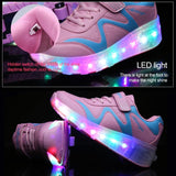 Rechargeable Led Roller Skates - Pink Size 30 - Low Angle