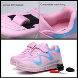 Rechargeable Led Roller Skates - Pink Size 30 - Top-Down View